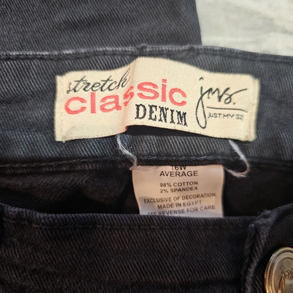 Just My Size Classic Denim Jeans Black 16W Average Fit - Picture 3 of 8